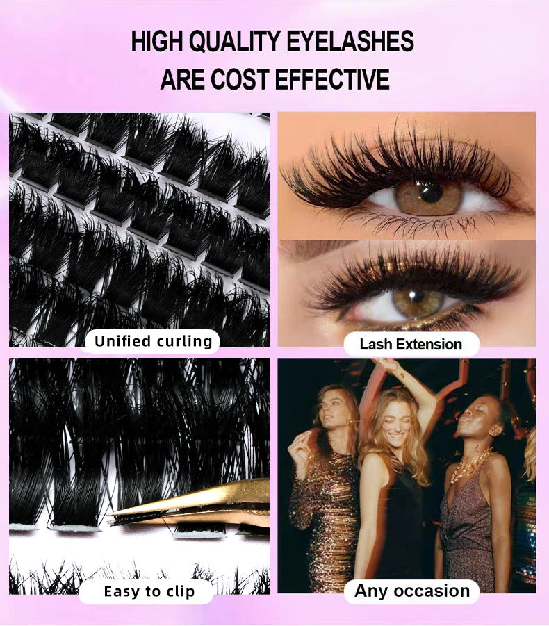 DIY Lash Extension Kit 280pcs Individual Lash Clusters D Curl 30D 40D Thick Volume Eyelash Clusters 0.07D 9-16MM Mixed Length Reusable Soft Natural Look DIY At Home Lash Extensions Makeup Tool Kit