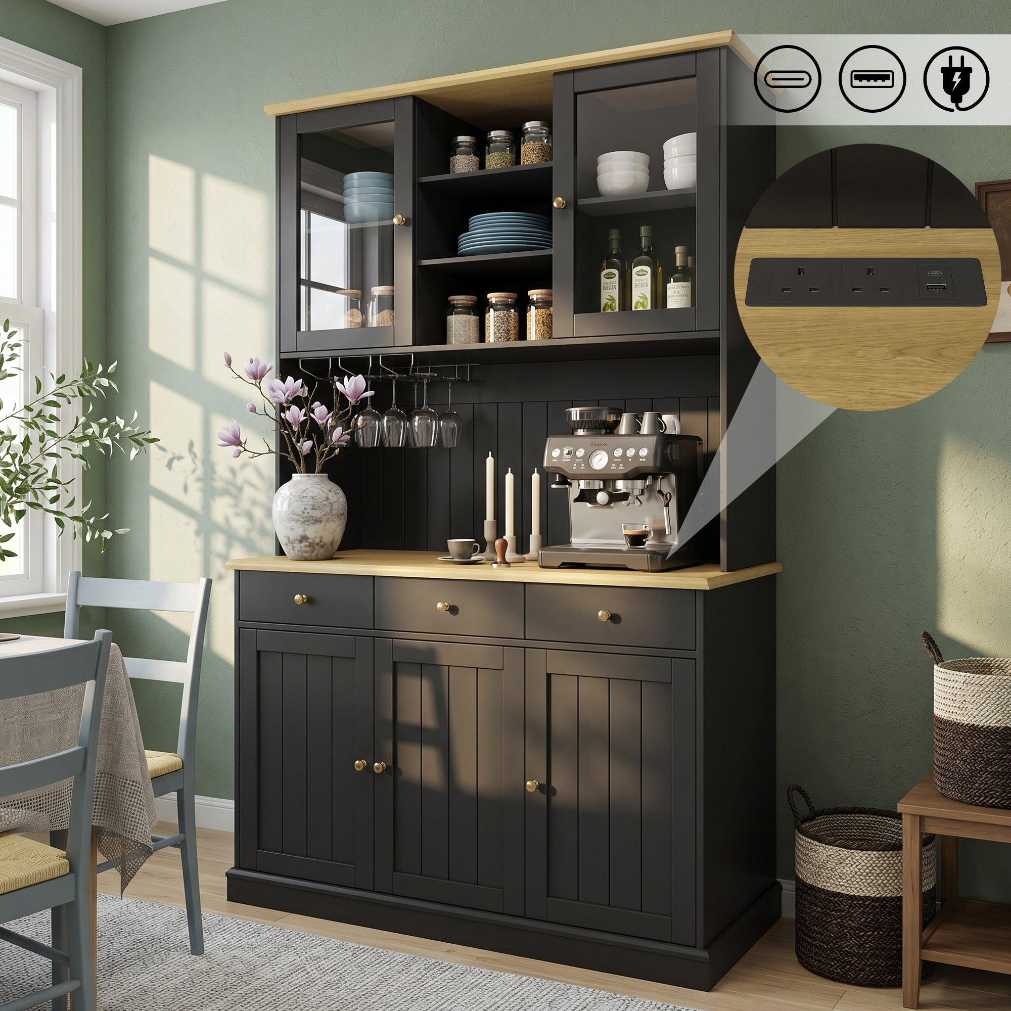 Tall Kitchen Cabinet 120x40x191cm — Modern Storage
