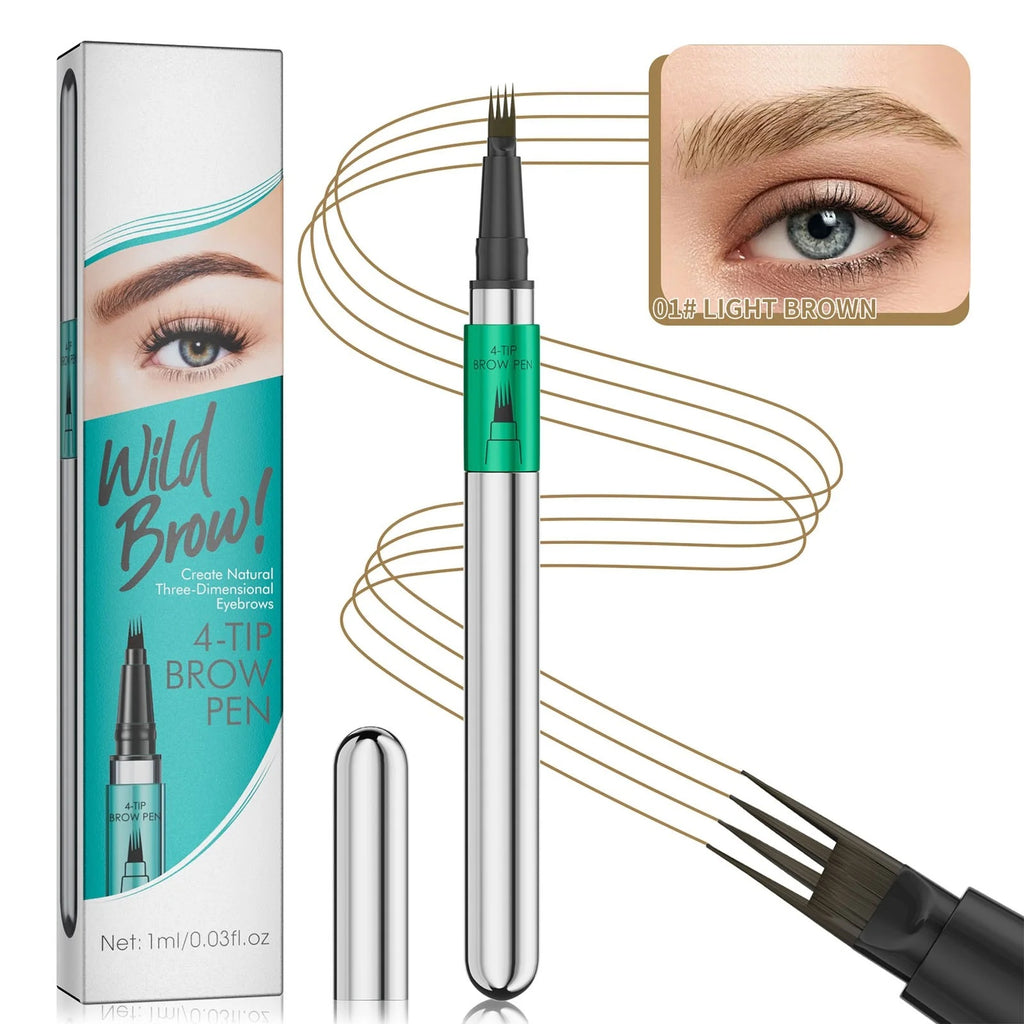 Microblading Eyebrow Pen,Waterproof Eye Brow Pen With 4-Fork-Tip