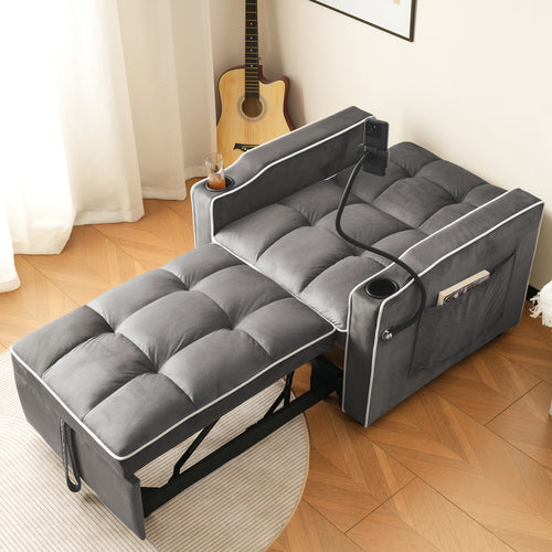 3-in-1 Convertible Sofa Bed With Drink Holders