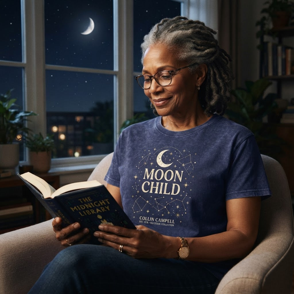 Moon Child Celestial Tee — Premium Garment-Dyed T-Shirt | COLLIN CAMPELL product image