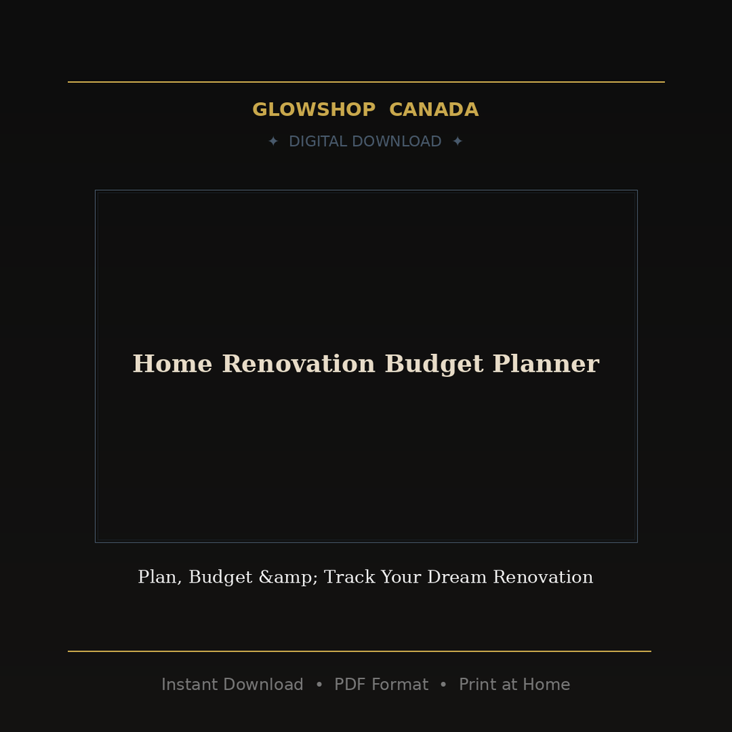 Home Renovation Budget Planner - Digital Download