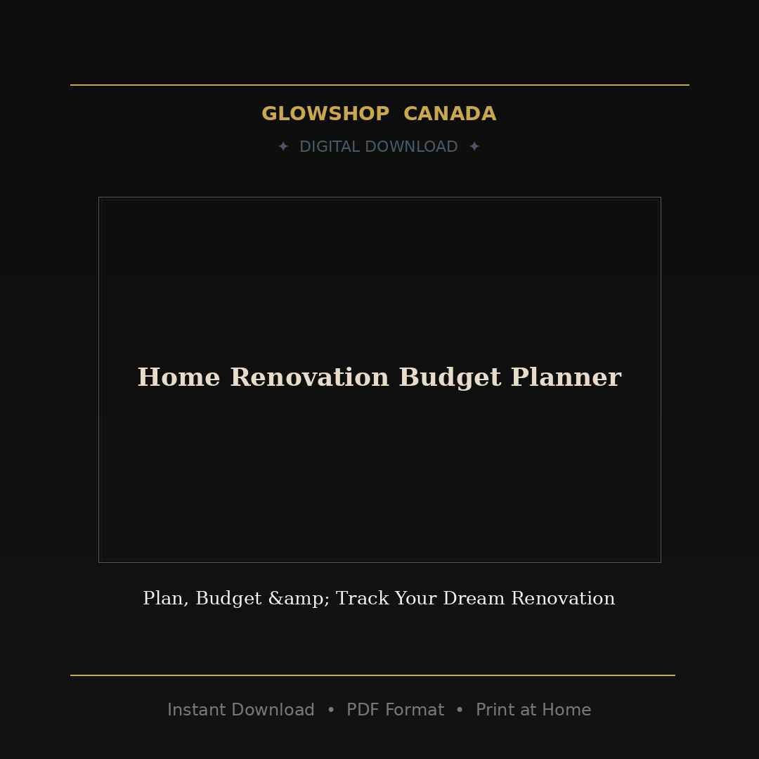 Home Renovation Budget Planner - Digital Download