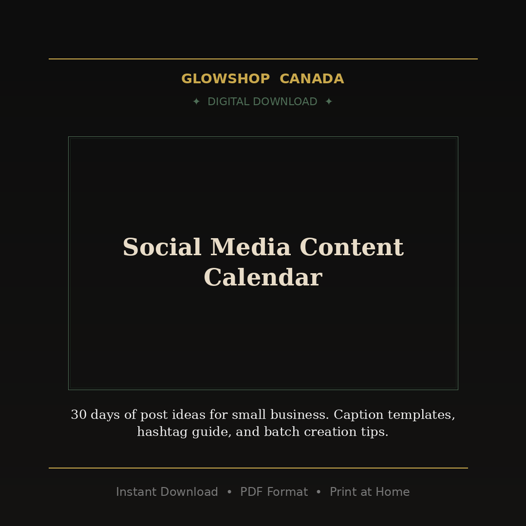 Social Media Content Calendar - Digital Download