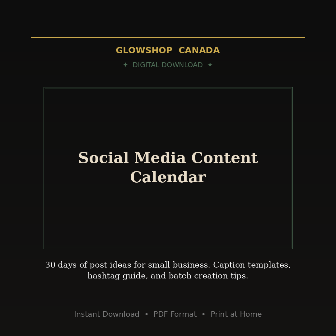 Social Media Content Calendar - Digital Download