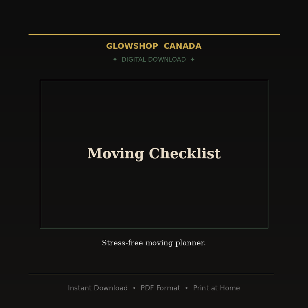 Moving Checklist - Digital Download