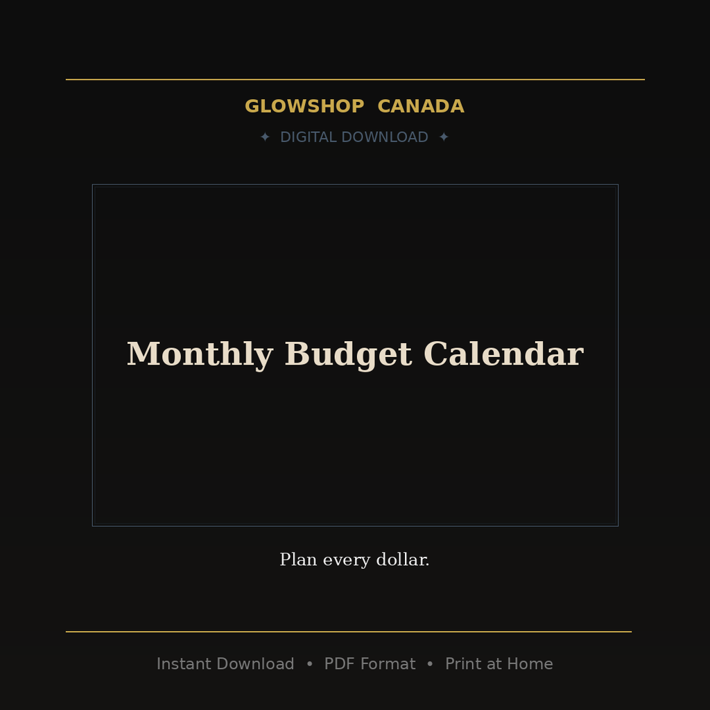 Monthly Budget Calendar - Digital Download product image