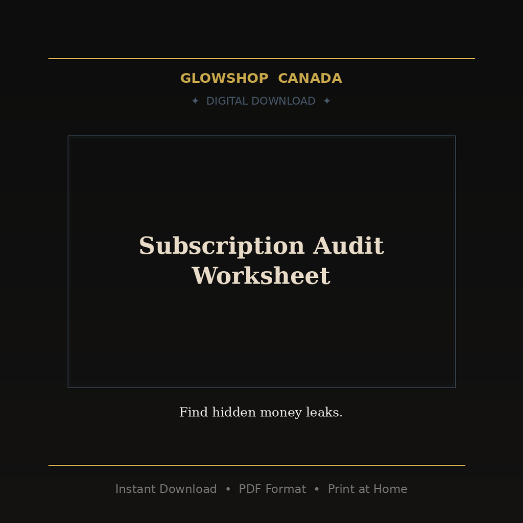 Subscription Audit Worksheet - Digital Download