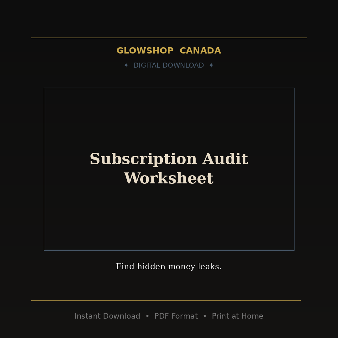 Subscription Audit Worksheet - Digital Download