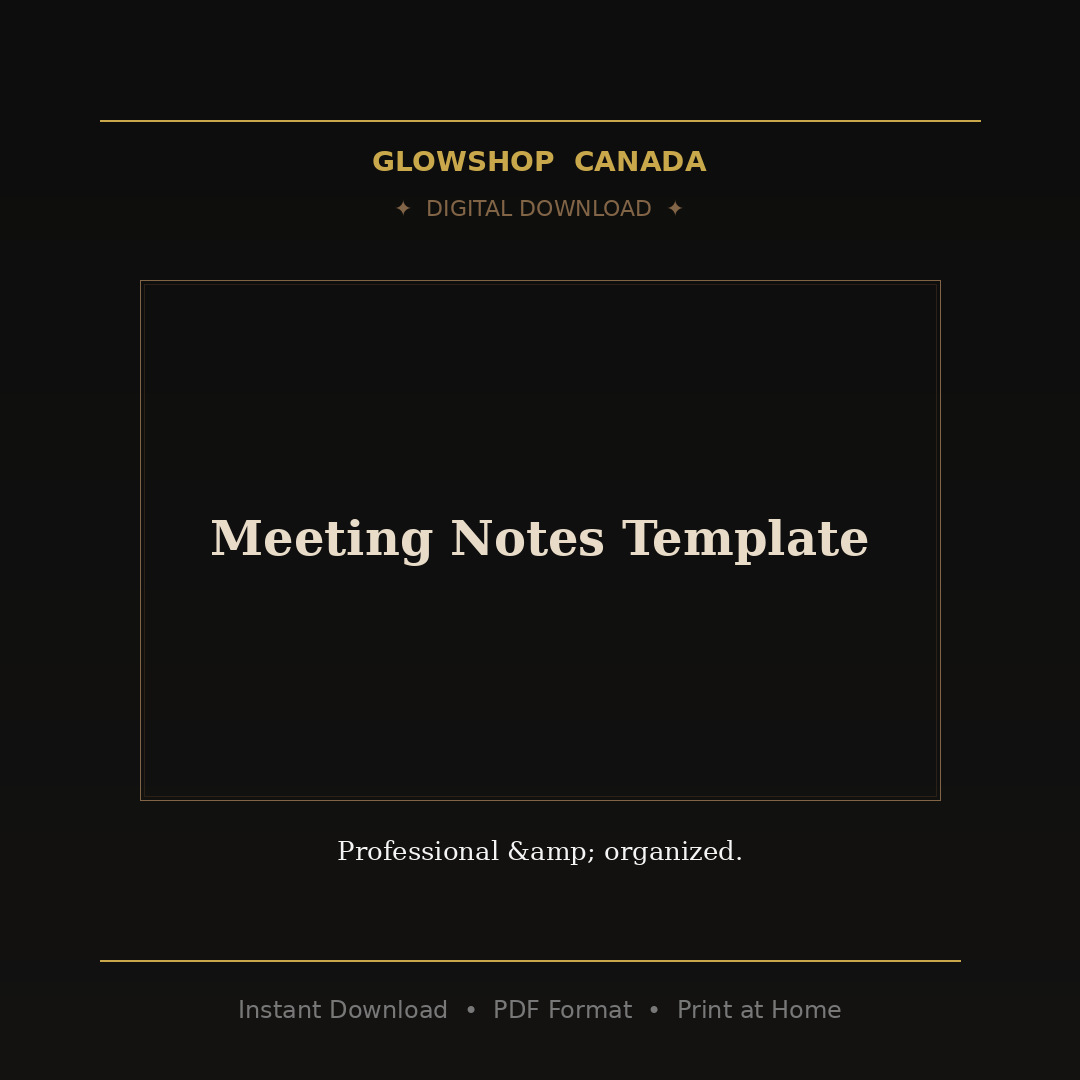 Meeting Notes Template - Digital Download