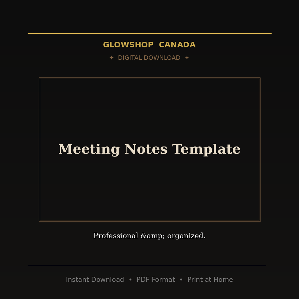 Meeting Notes Template - Digital Download product image