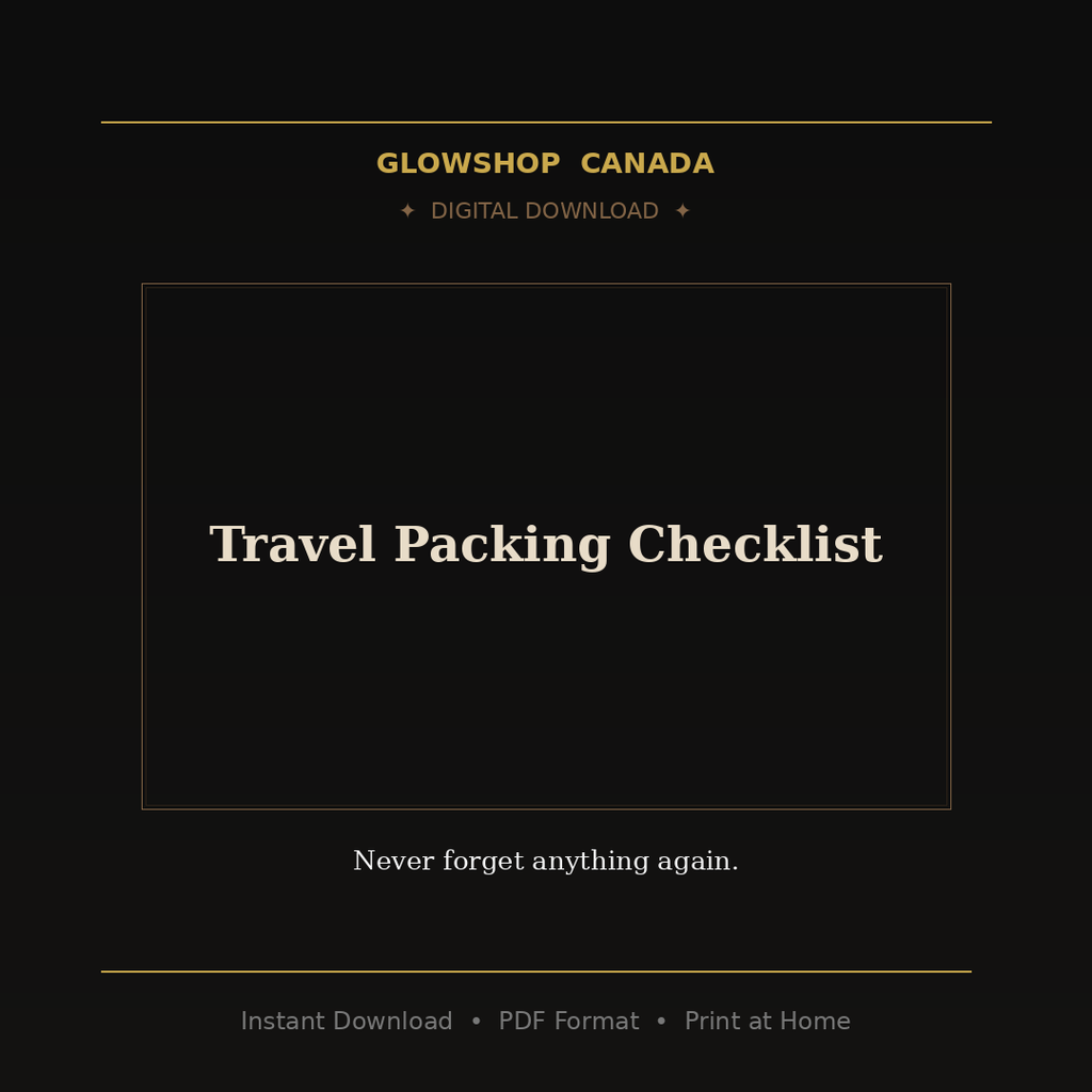Travel Packing Checklist - Digital Download product image