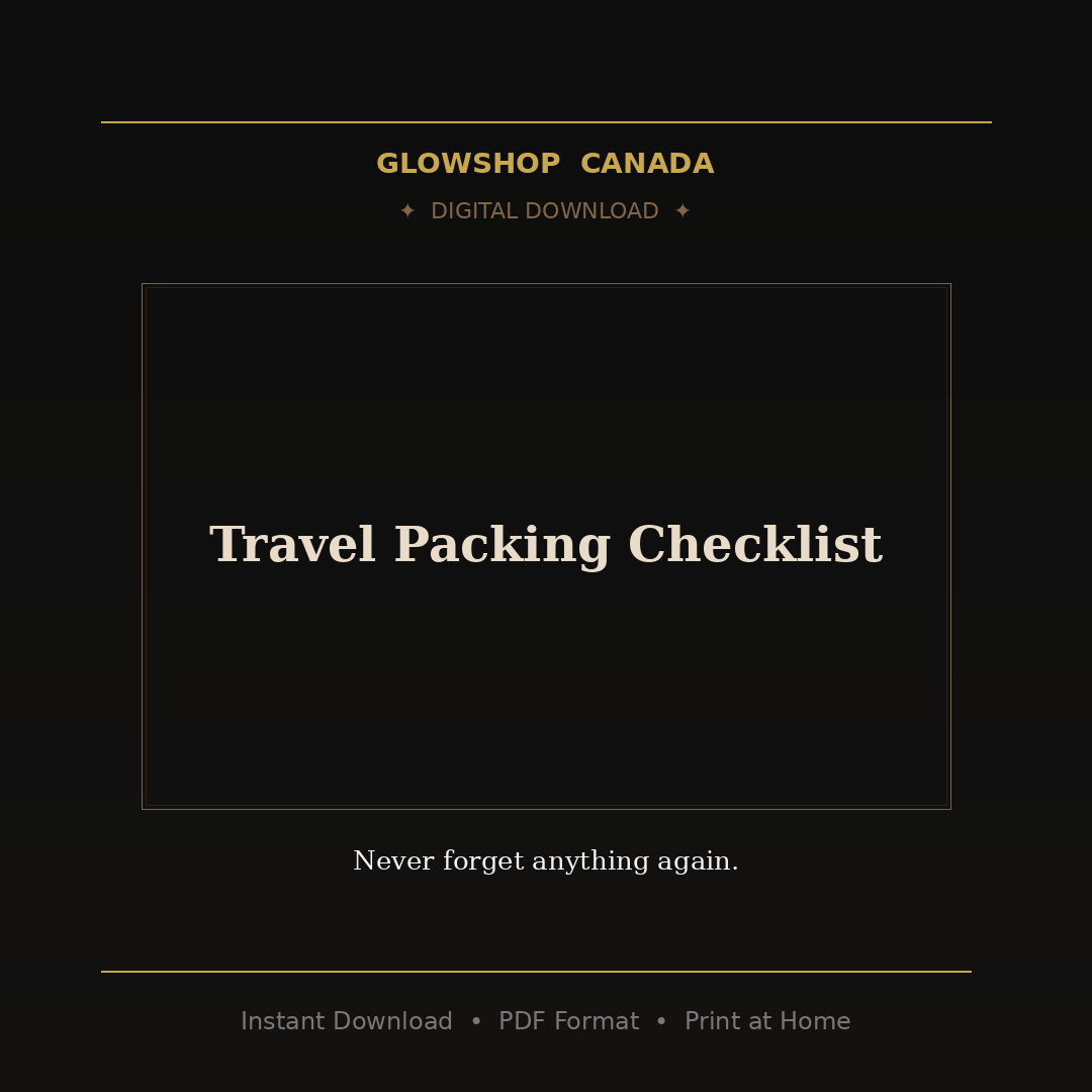 Travel Packing Checklist - Digital Download product image