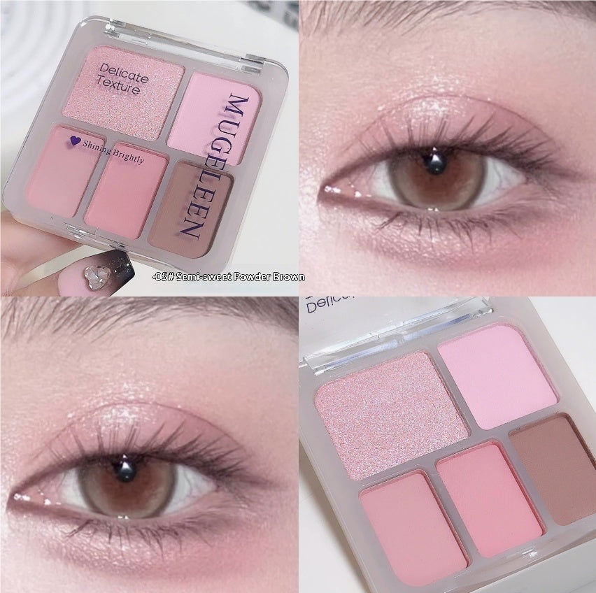 Five-color Eyeshadow Palette In Earth Tonesshimmer And Matte Small Eyeshadows