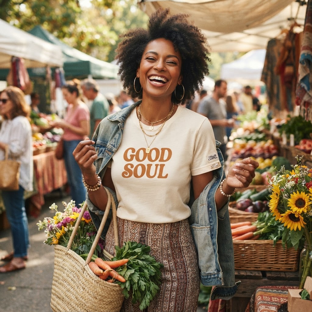 Good Soul Retro Bohemian Tee — Premium 70s Vibe | COLLIN CAMPELL product image