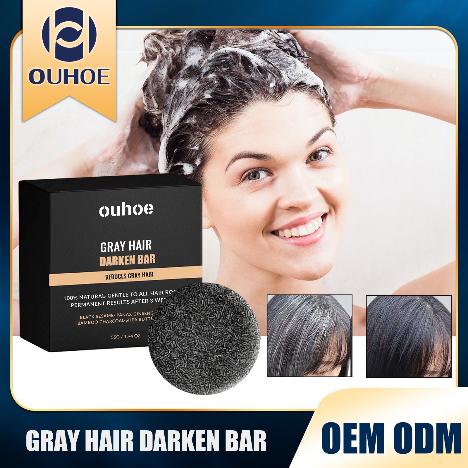 Hair Care Gift Set — Dual-Head Electric Shaver Painless + Black Hair Soap 55g