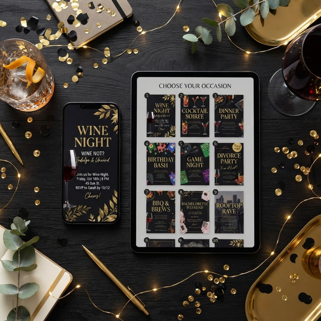 Adult Party Invitation E-Cards - 10 Premium Digital Designs