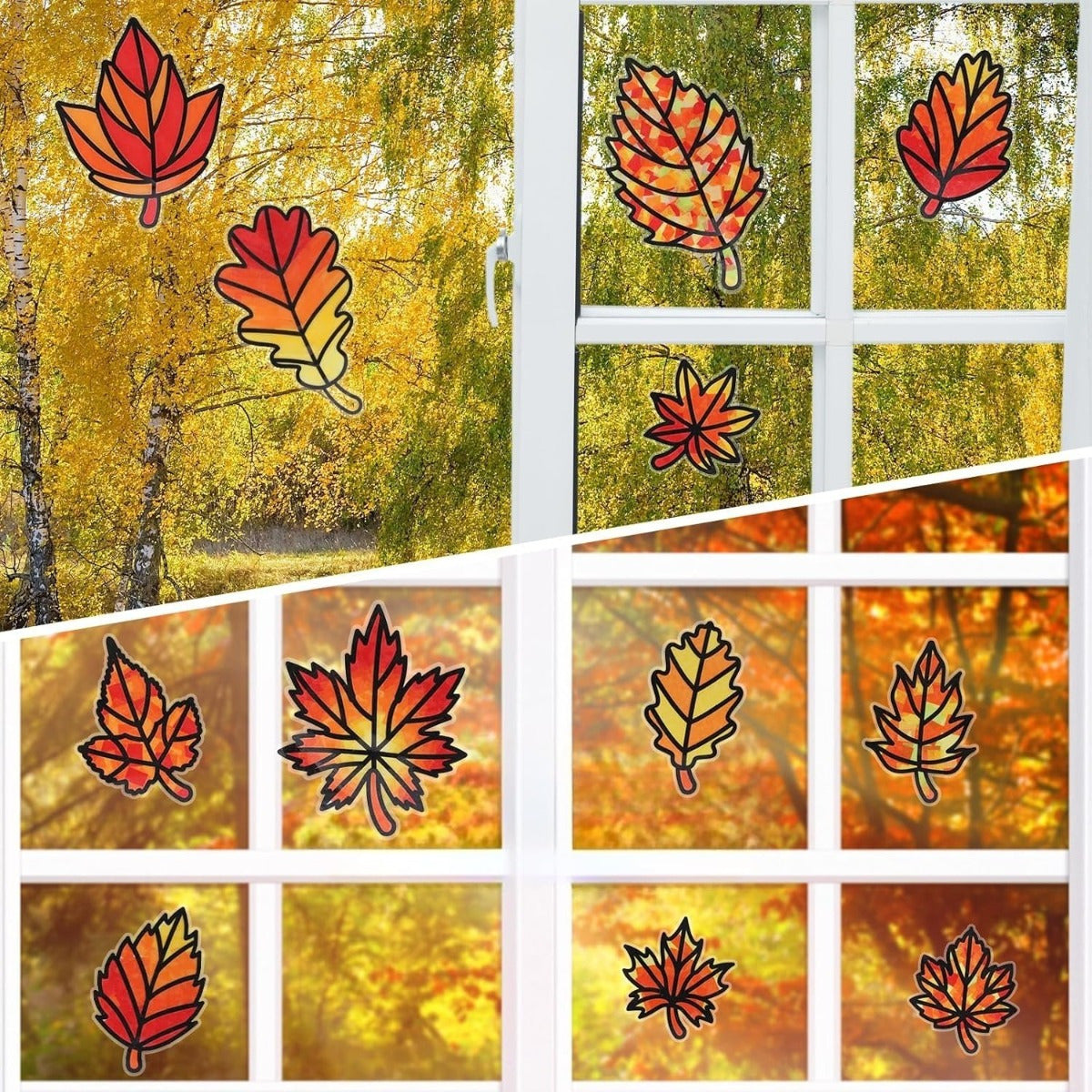 94-Piece Fall Craft Set With Maple Leaves, Glitter Foil, Colored