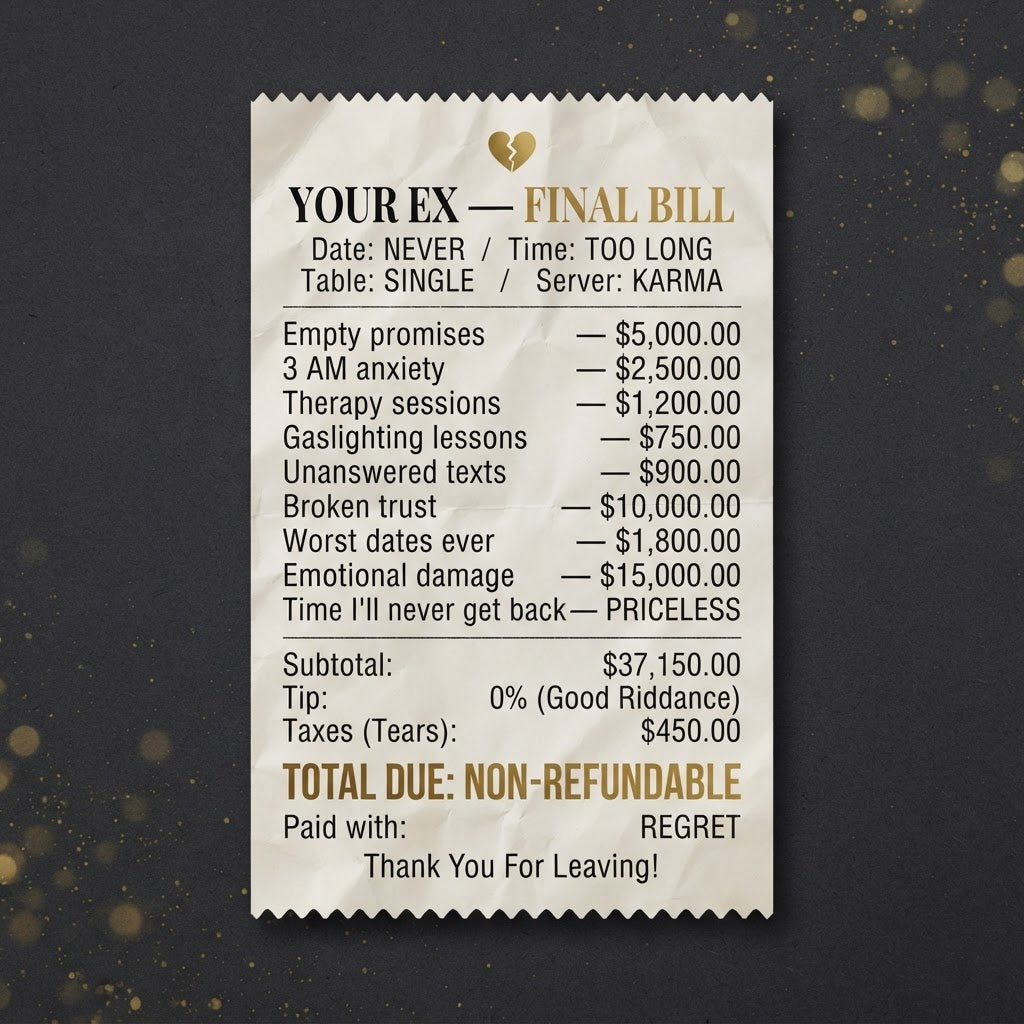 Rate Your Ex Receipt - 15 Itemized Bills for Relationships Gone Wrong