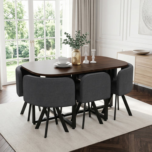 6-Person Solid Wood Dining Table & Chairs Set