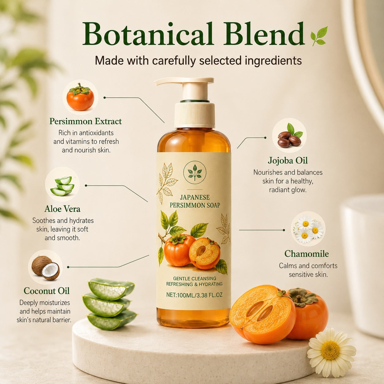 Persimmon Refreshing Body Wash Rich And Creamy Lather For The Skin