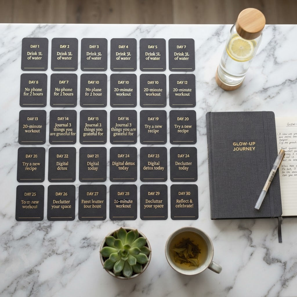 30-Day Glow-Up Challenge - Printable Daily Challenge Cards