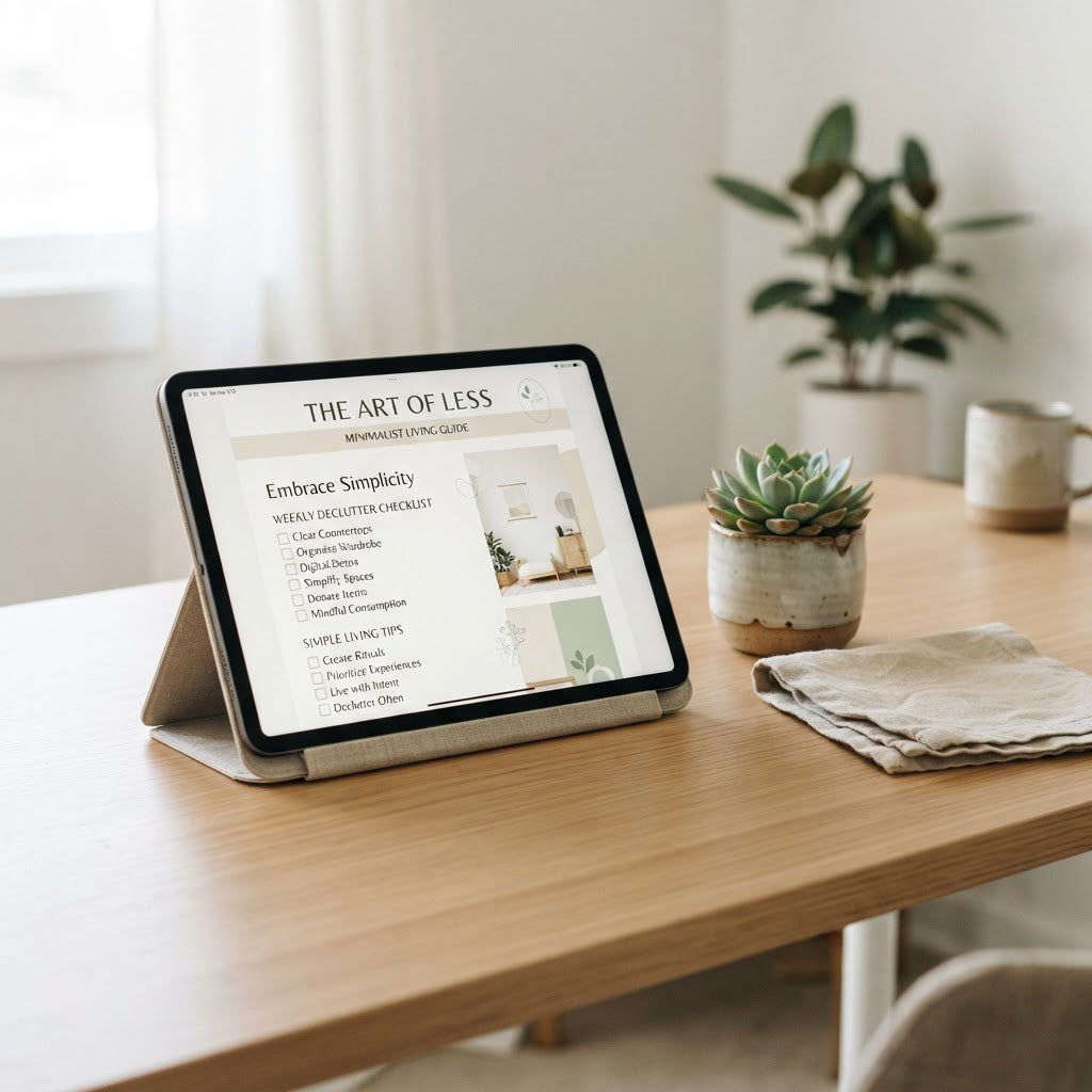 Minimalist Living Guide device mockup