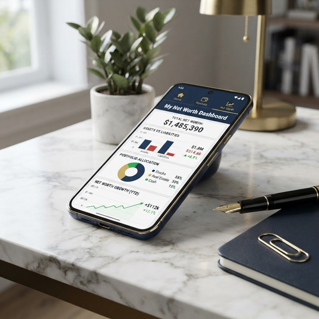 Net Worth Calculator device mockup
