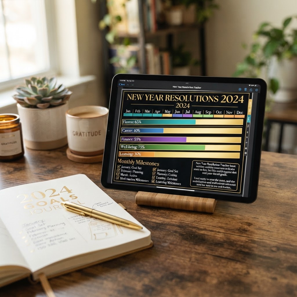 New Year Resolution Tracker device mockup