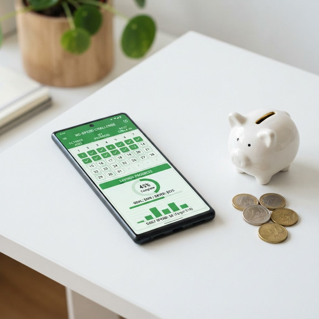 No-Spend Challenge Tracker device mockup