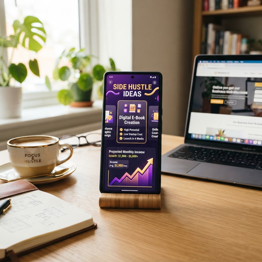 Side Hustle Idea Generator device mockup
