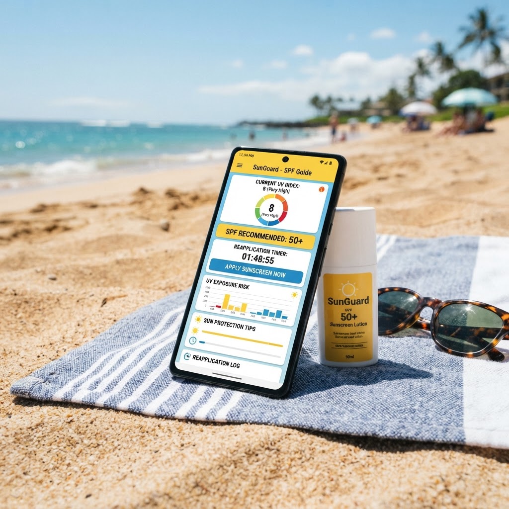 SPF Sun Protection Guide device mockup