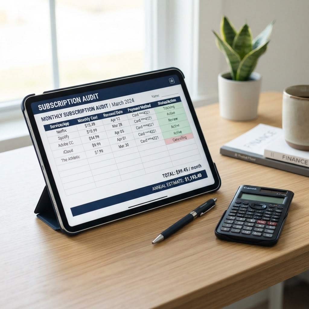 Subscription Audit Worksheet device mockup