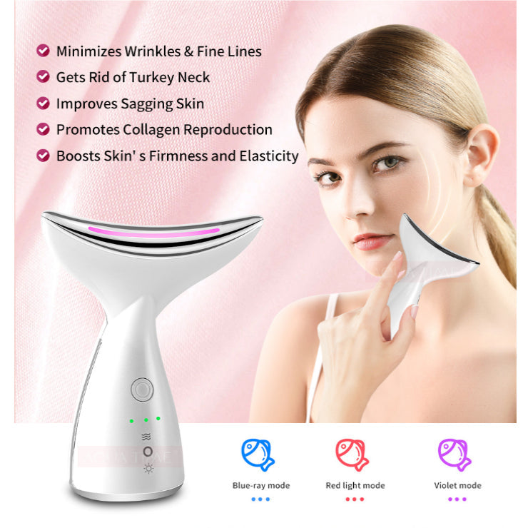 At-Home Spa Gift Set — 4 Colors Electric Eye Massager Red + EMS Microcurrent Neck Face Beauty D