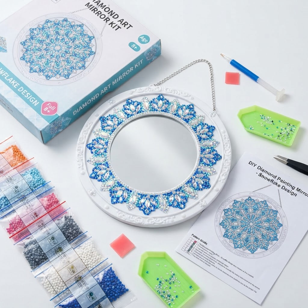 DIY Diamond Painting Mirror — Snowflake Design