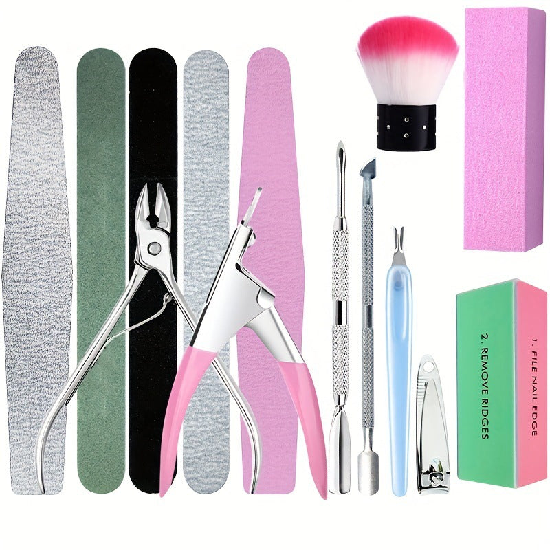 Nail Care Gift Set — Nail Cuticle Care Kit + Manicure Set Nail Polishing Manicur + Professional UV Nail Lamp 72W