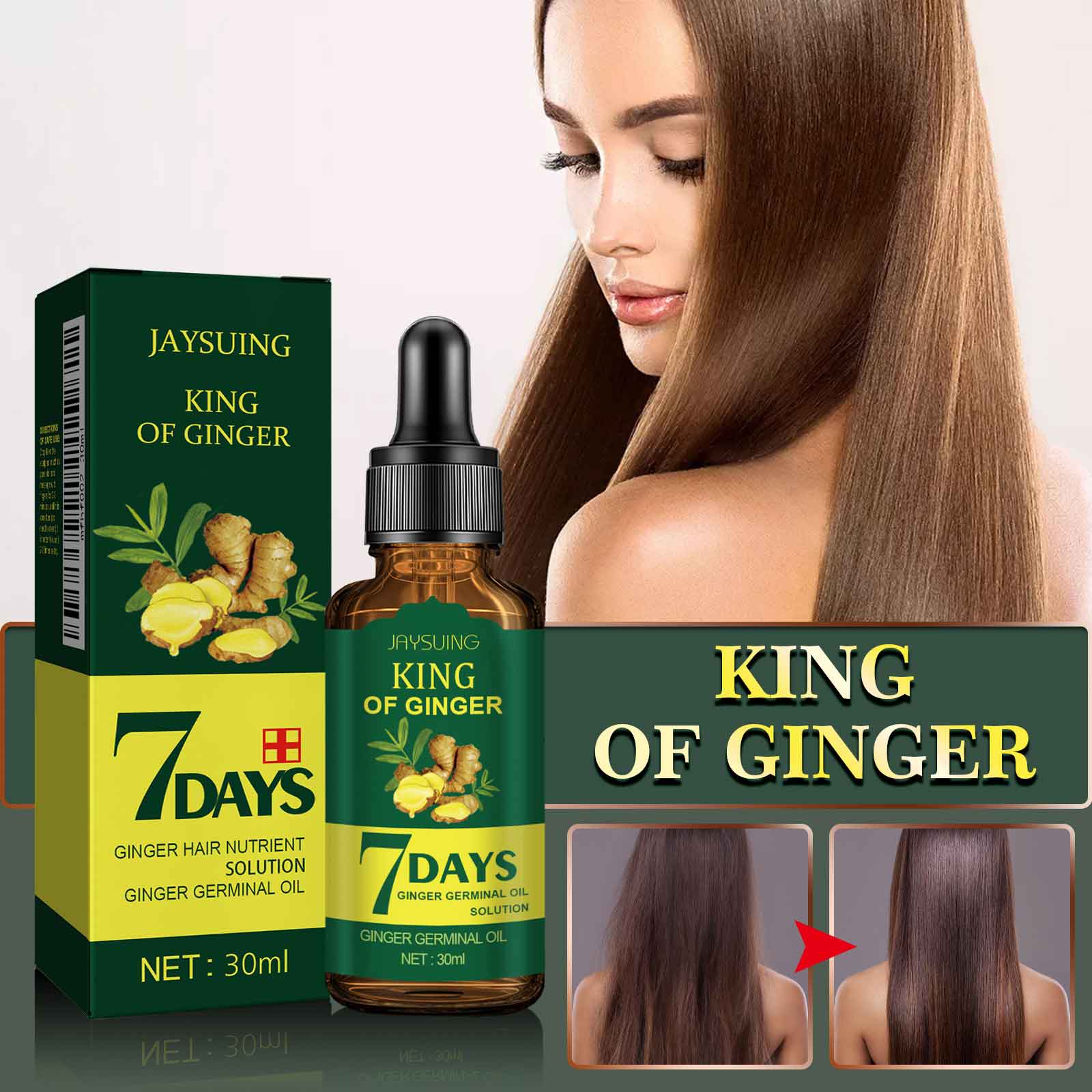 Hair Care Gift Set — Nose And Ear Hair Trimmer For Men A + Ginger King Strong Root Shampoo 30m