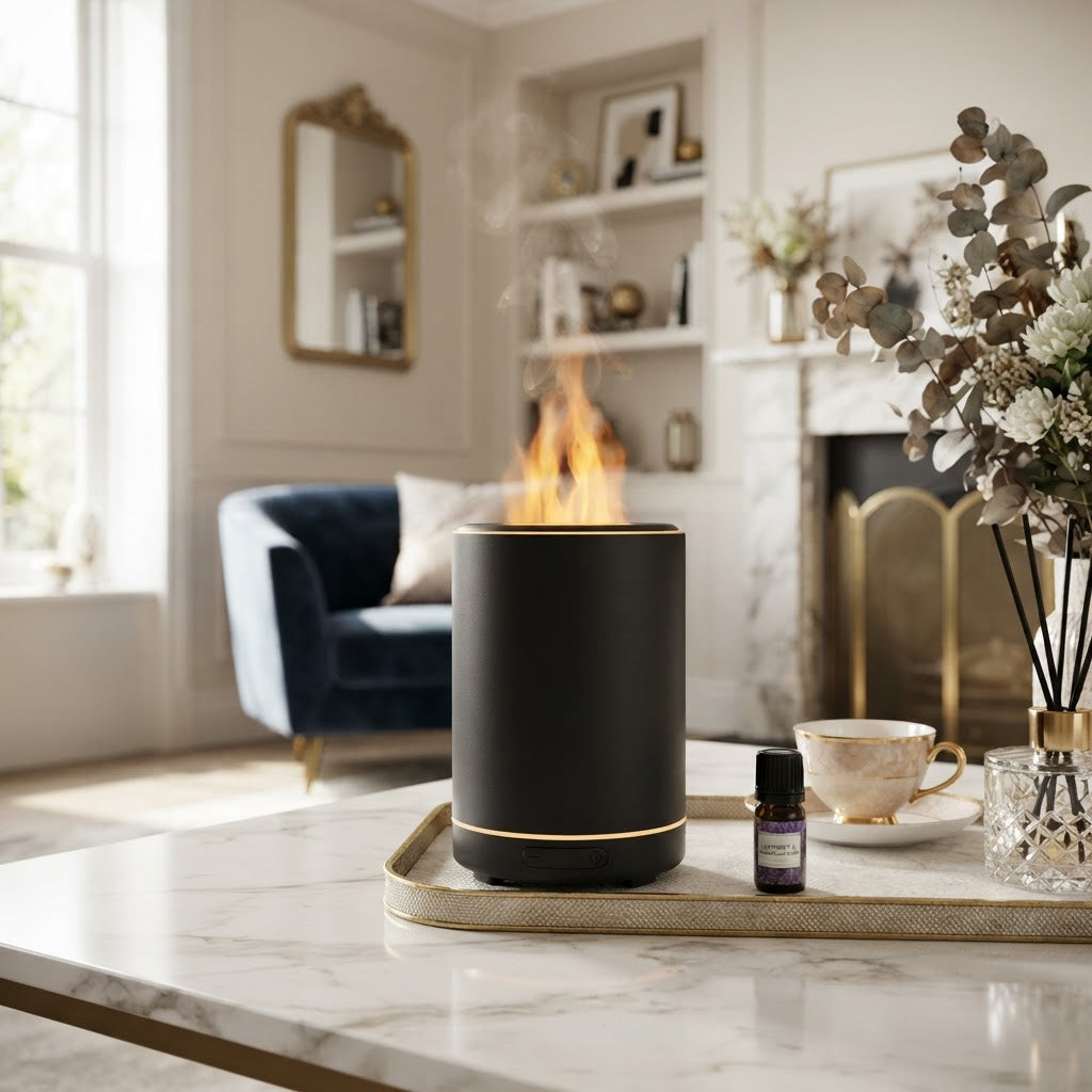 Flame Aromatherapy Essential Oil Diffuser — Ultrasonic Humidifier with Flame Effect
