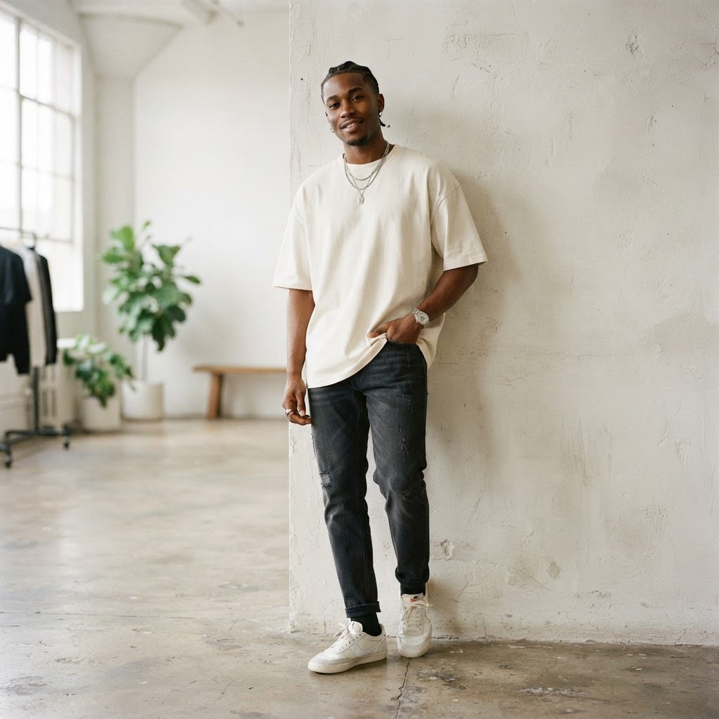 Collin Campsell Premium Oversized Tee - Cream