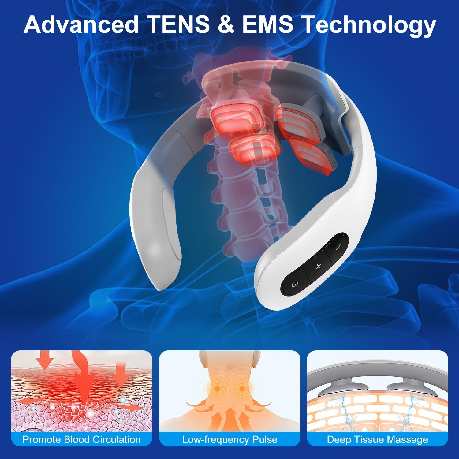 At-Home Spa Gift Set — Heat Therapy Lumbar Brace Support M + 1 Set EMS Neck Massager With Heat F
