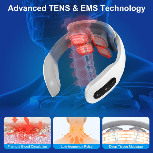 At-Home Spa Gift Set — Heat Therapy Lumbar Brace Support M + 1 Set EMS Neck Massager With Heat F