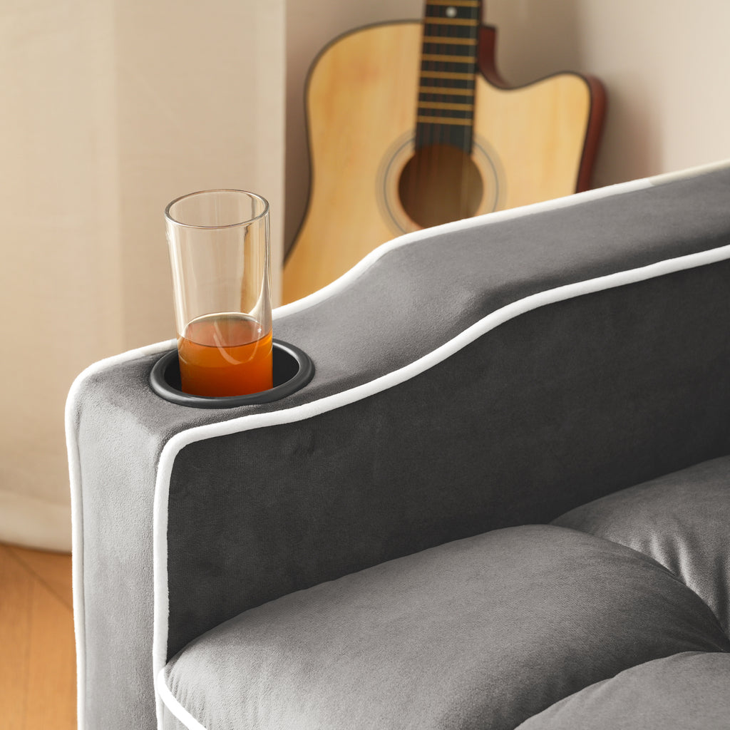 3-in-1 Convertible Sofa Bed With Drink Holders