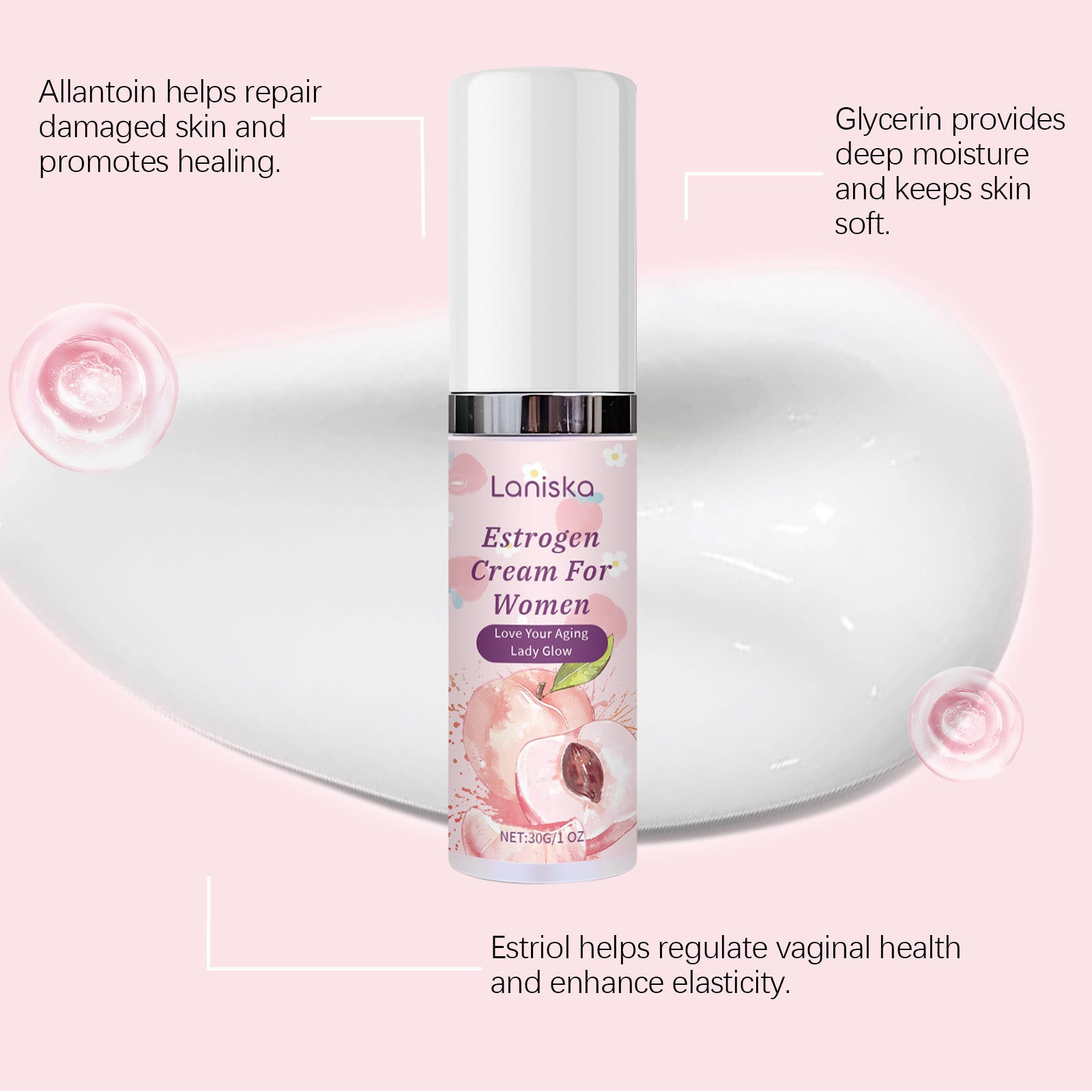 Women's Estrogen Intimate Care Cream, Gentle Private Repair