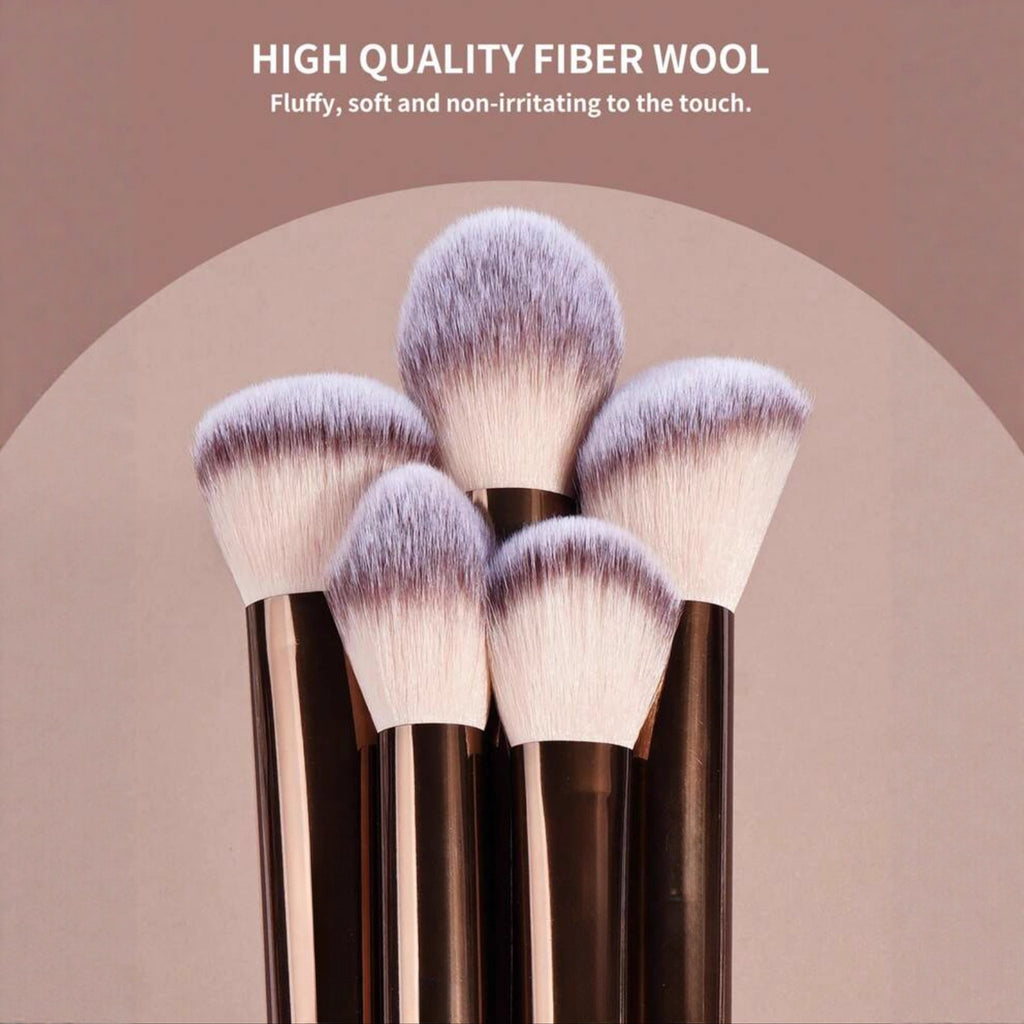 Brown Aluminum Tube Makeup Brush Set