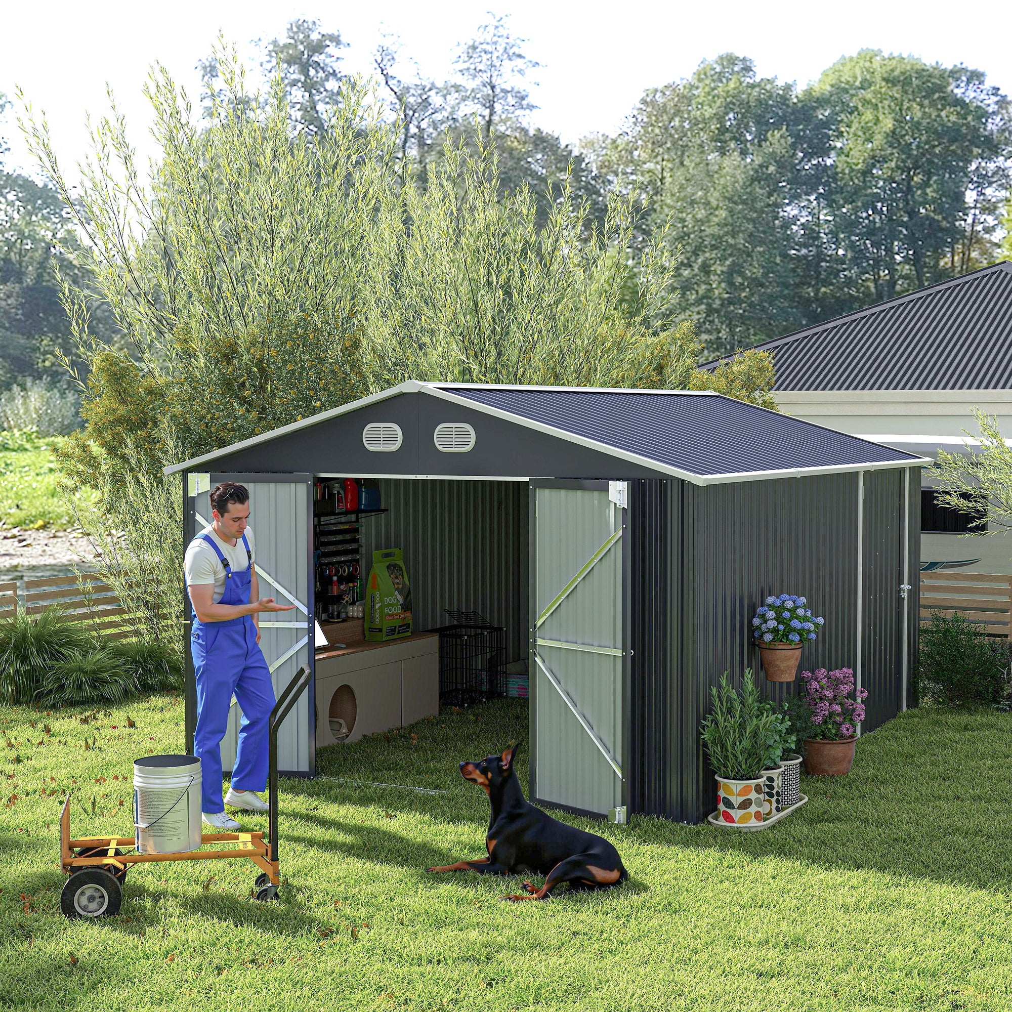 10x12 FT Heavy-Duty Outdoor Metal Storage Shed
