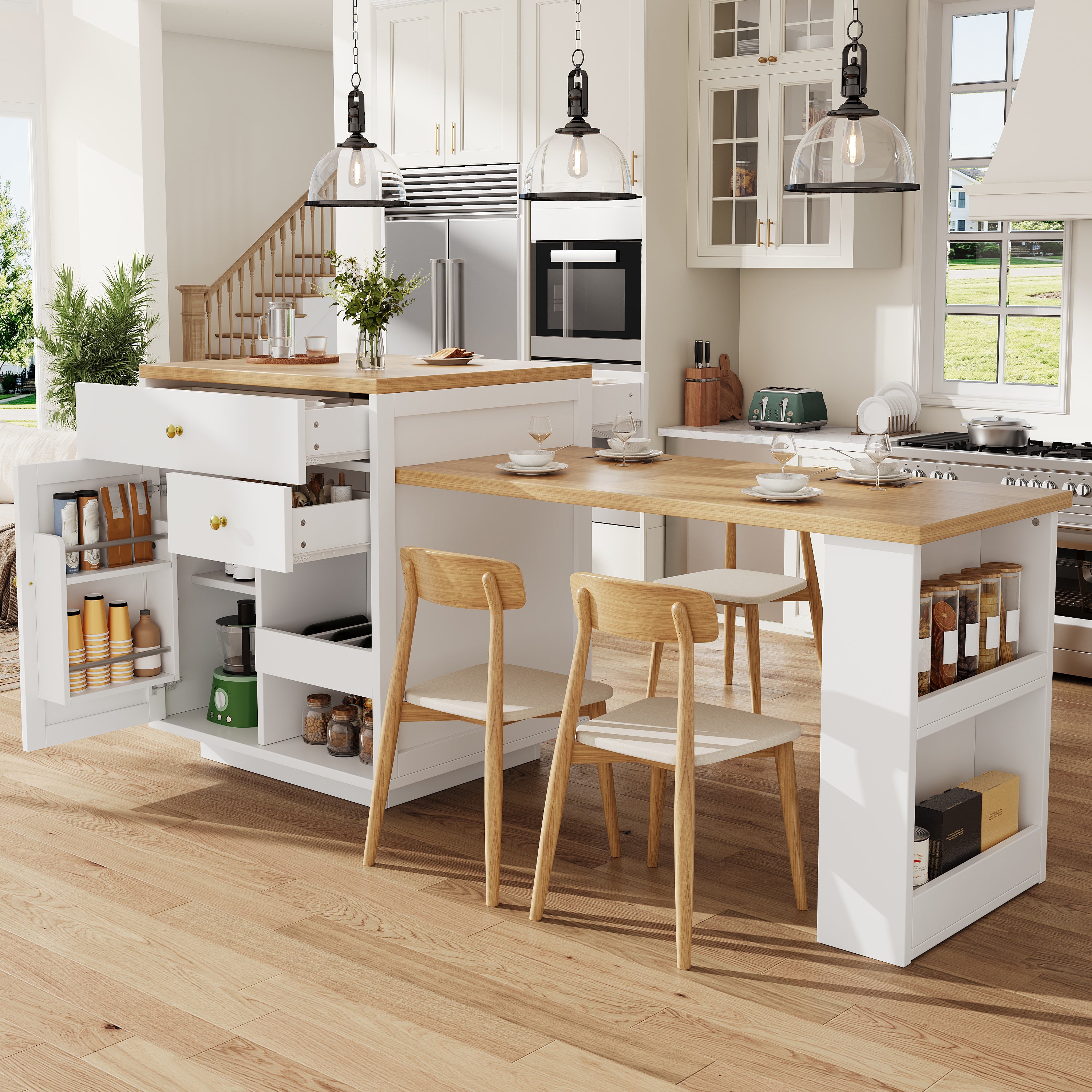 Extendable Bar Table with Storage — 122 to 195cm