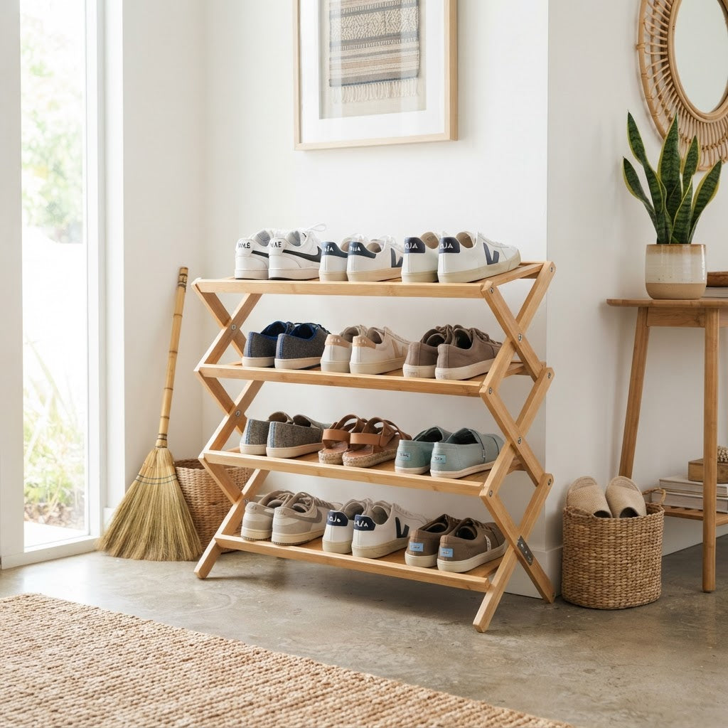 Foldable Space-Saving Shoe Rack Organizer