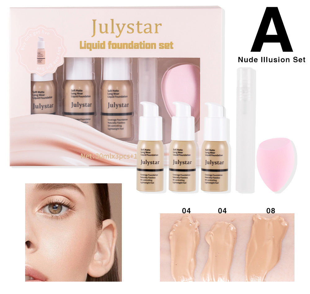 Concealer Long Lasting Makeup Setting Without Taking Off Makeup Liquid Foundation Facial Natural Moisturizing Foundation Make-up Set