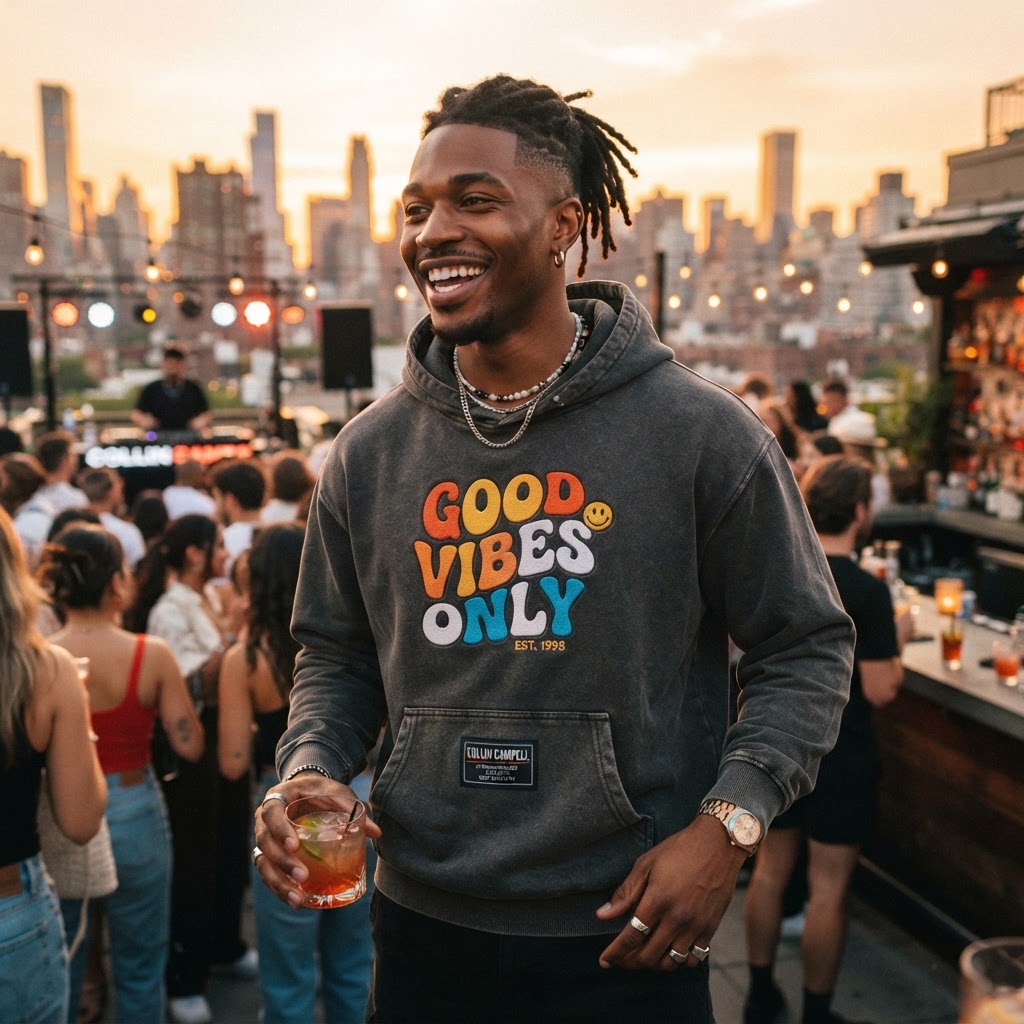 Good Vibes Only Retro Hoodie — Premium Y2K Aesthetic | COLLIN CAMPELL product image