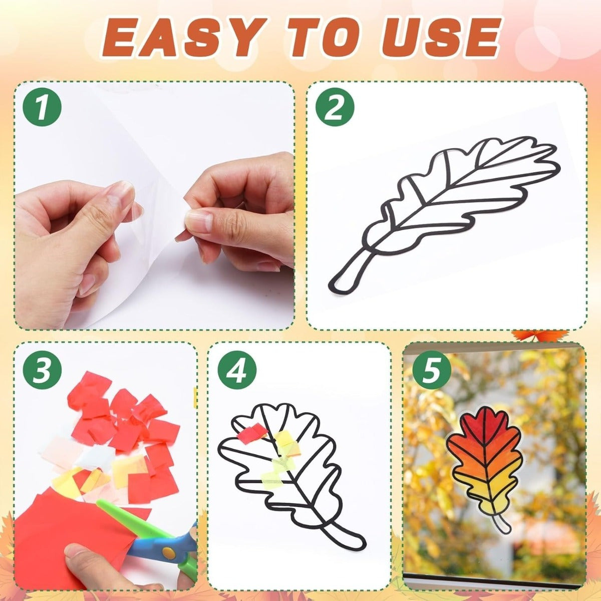 94-Piece Fall Craft Set With Maple Leaves, Glitter Foil, Colored